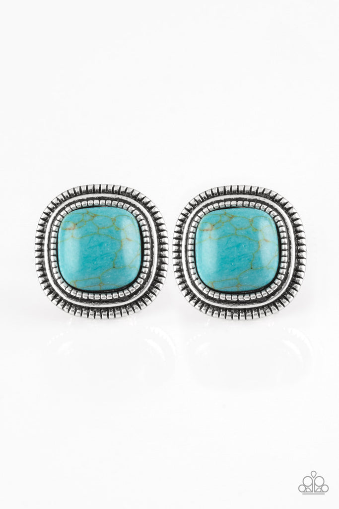 FRONTIER-Runner - Blue Stone Post Earring -Paparazzi - The Sassy Sparkle