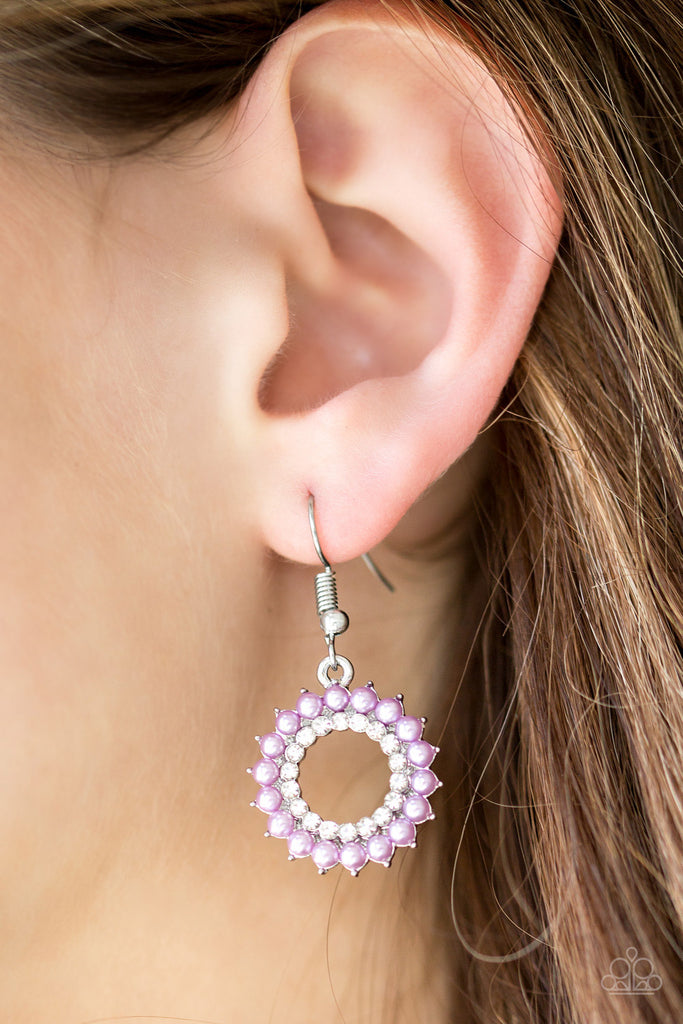 A Proper Lady-Purple Earring-Pearl-Rhinestone-Purple - The Sassy Sparkle
