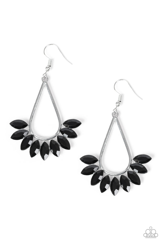 Be On Guard-Black Earring-Silver and Black Rhinestone-Paparazzi - The Sassy Sparkle