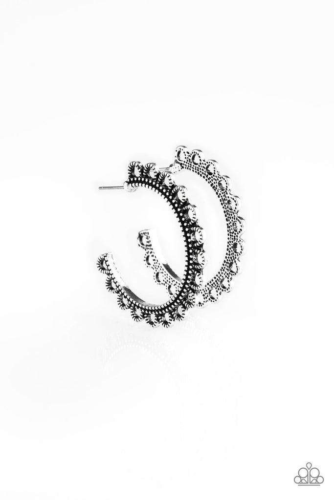 Bohemian Bliss-silver hoop earring-Paparazzi - The Sassy Sparkle
