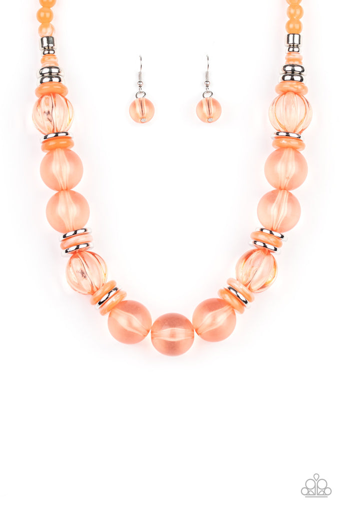 Bubbly Beauty-Orange Acrylic Paparazzi Short Necklace - The Sassy Sparkle