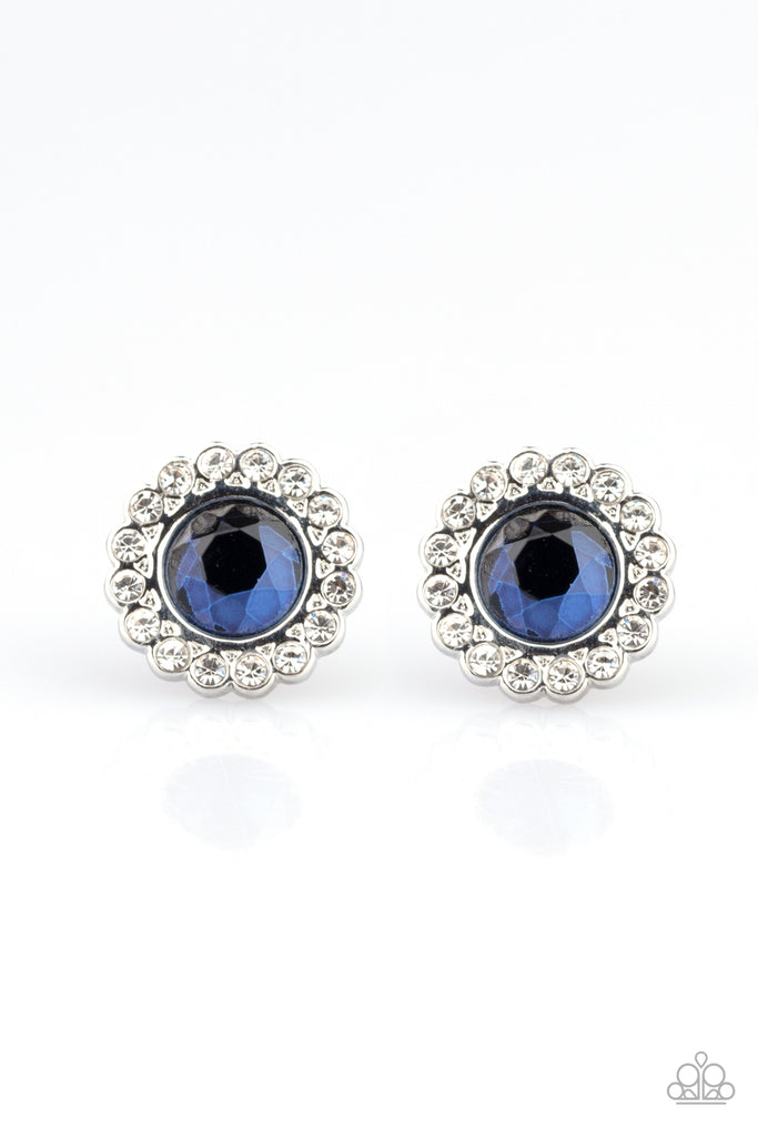 Floral Glow-Blue Post Earrings-Paparazzi - The Sassy Sparkle
