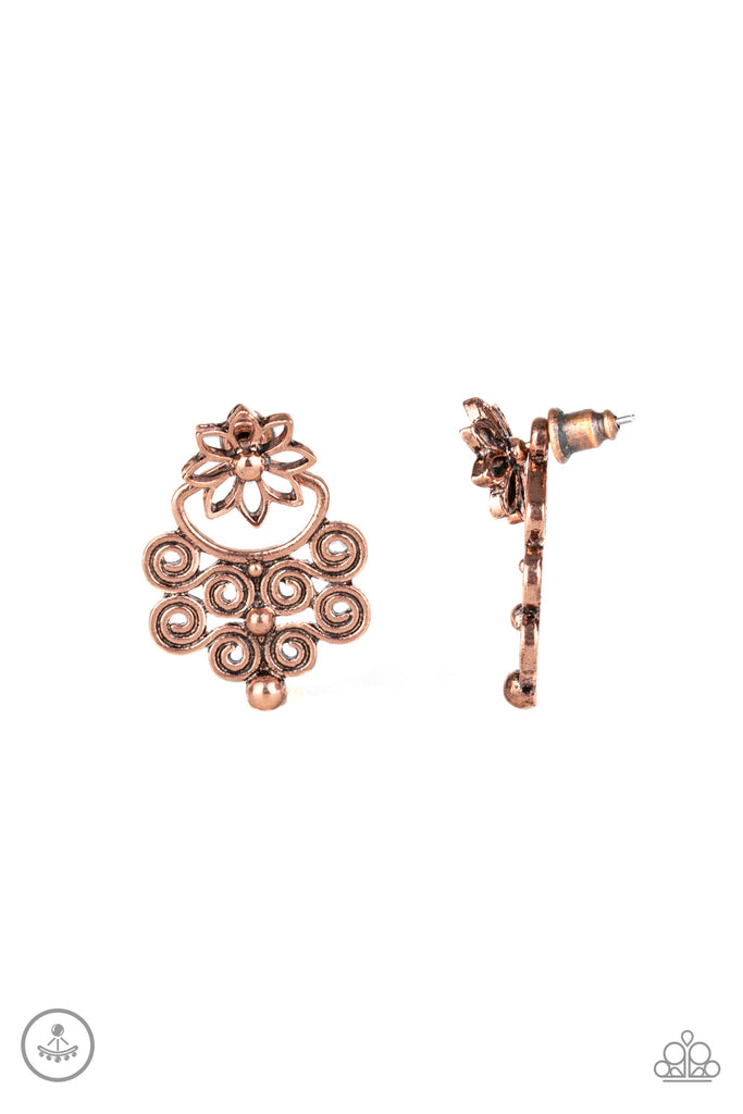 Garden Spindrift-Copper Jacket Earring-Peekaboo-Paparazzi - The Sassy Sparkle