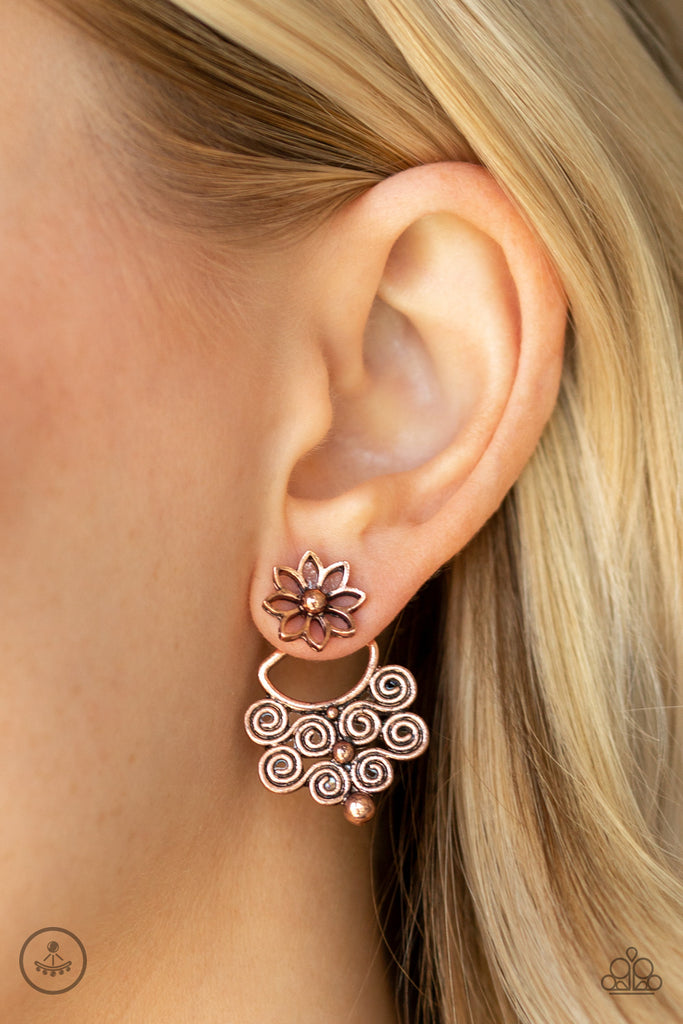 Garden Spindrift-Copper Jacket Earring-Peekaboo-Paparazzi - The Sassy Sparkle