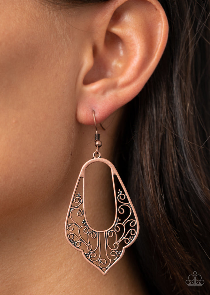 Grapevine Glamour-Copper Paparazzi Earrings - The Sassy Sparkle