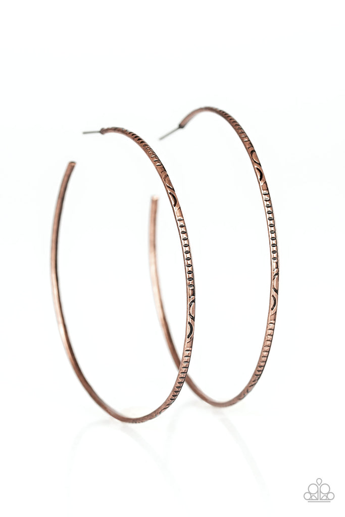 Sleek Fleek - Vintage Copper Hoop Post Earring-Paparazzi
