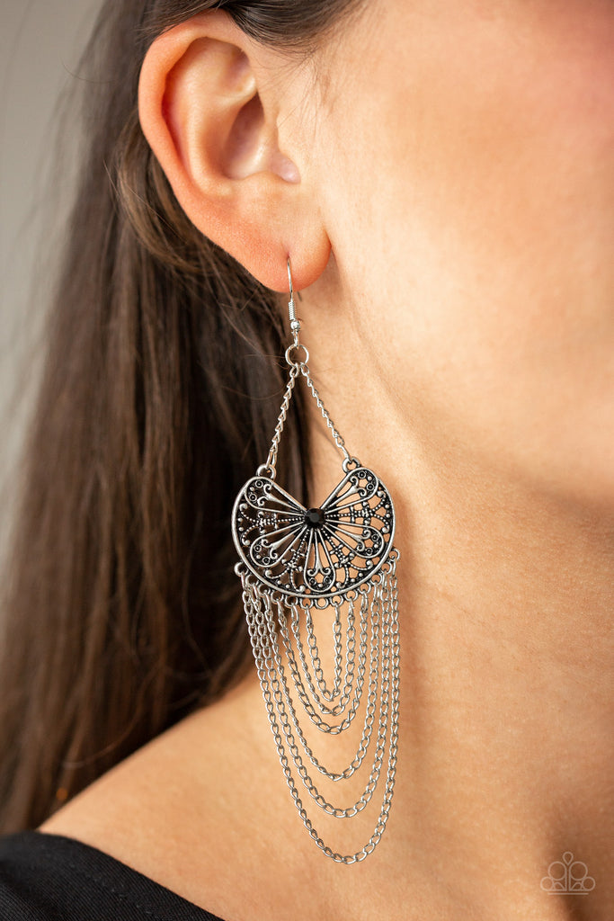 So Social Butterfly-Black Paparazzi Earring - The Sassy Sparkle