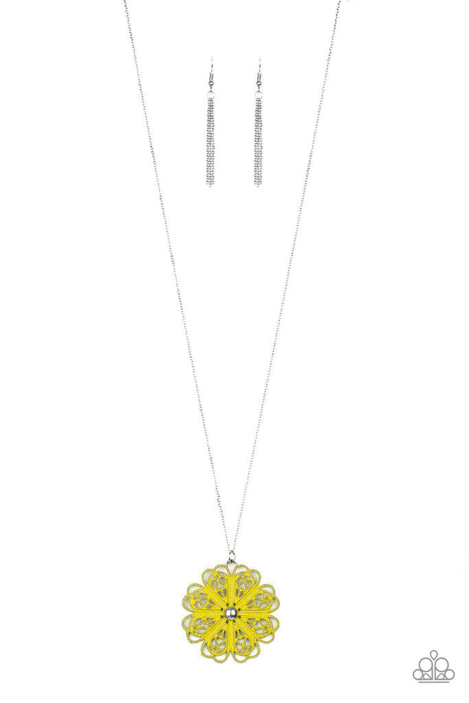 Spin Your Pinwheels - Yellow Necklace-Paparazzi