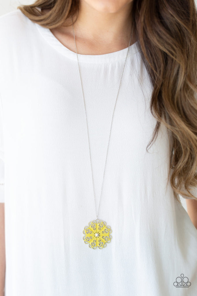 Spin Your Pinwheels-Yellow Necklace-Paparazzi - The Sassy Sparkle