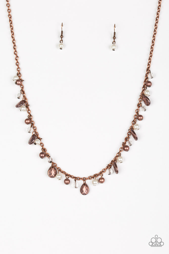 Spring Sophistication-Copper and Pearl Necklace-Short-Paparazzi - The Sassy Sparkle