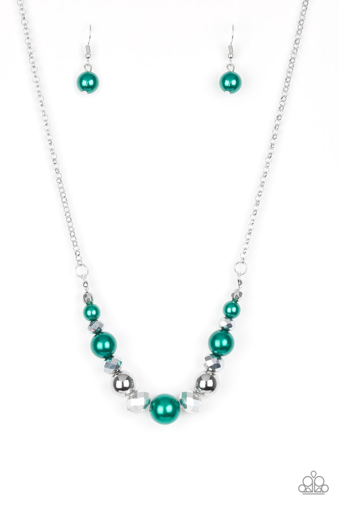 The Big-Leaguer - Green Pearl Necklace-Paparazzi