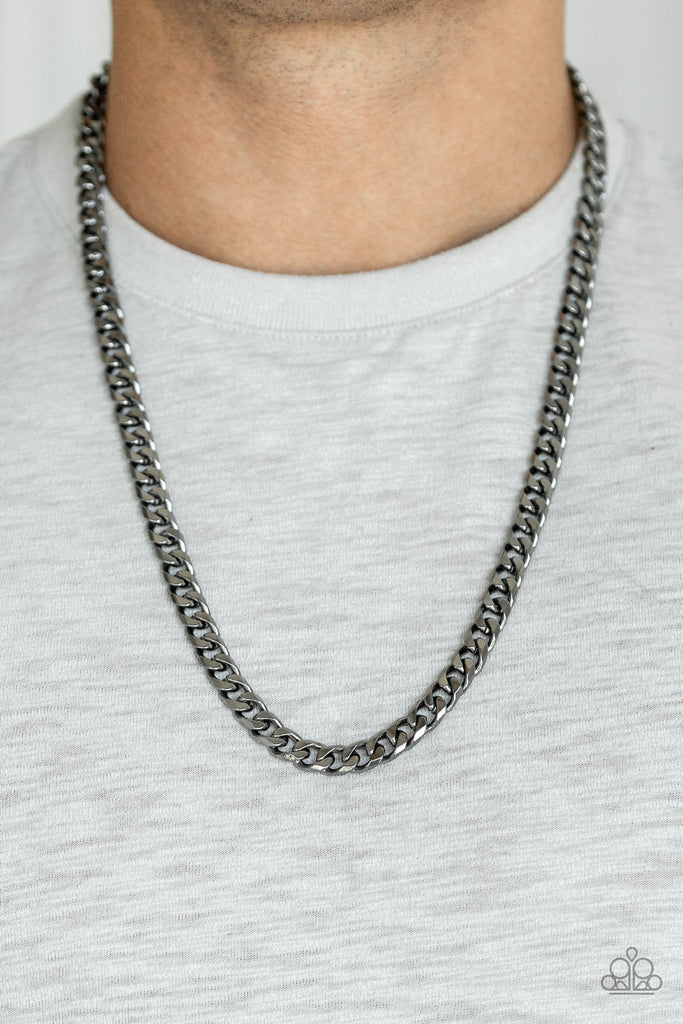 The Game CHAIN-ger-Black Urban Necklace-Paparazzi - The Sassy Sparkle