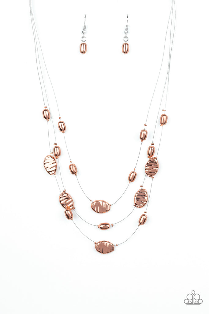 Top ZEN - Copper Illusion Necklace-Shiny Copper-Paparazzi - The Sassy Sparkle