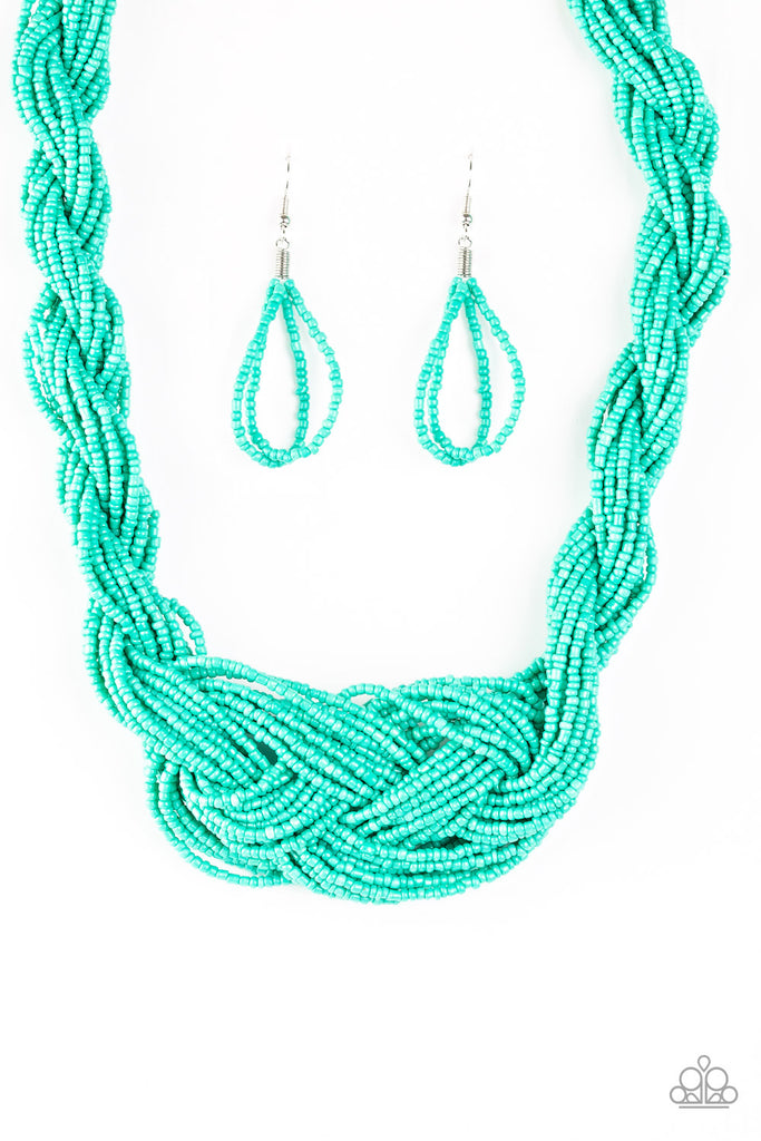 A Standing Ovation-Turquoise Blue Seed Bead Necklace-Paparazzi - The Sassy Sparkle