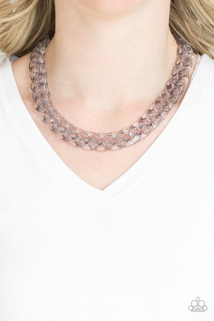 Put It On Ice-Silver $5 Paparazzi Necklace-Acrylic-Lightweight-chain - The Sassy Sparkle
