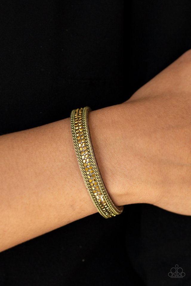 Paparazzi - Babe Bling-Brass and Brown Suede Wrap Bracelet - The Sassy Sparkle