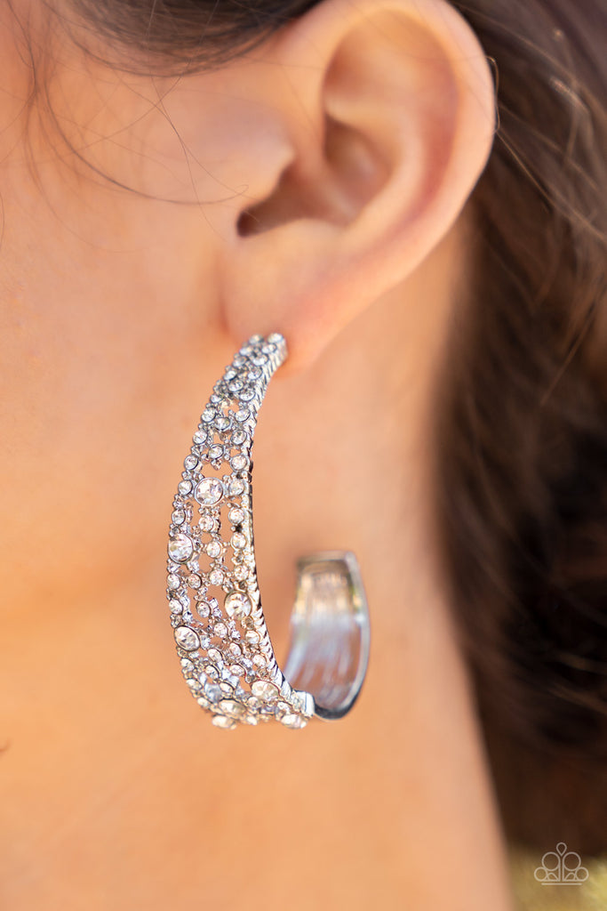 Cold As Ice-White Paparazzi Earring-LIFE of the PARTY - The Sassy Sparkle