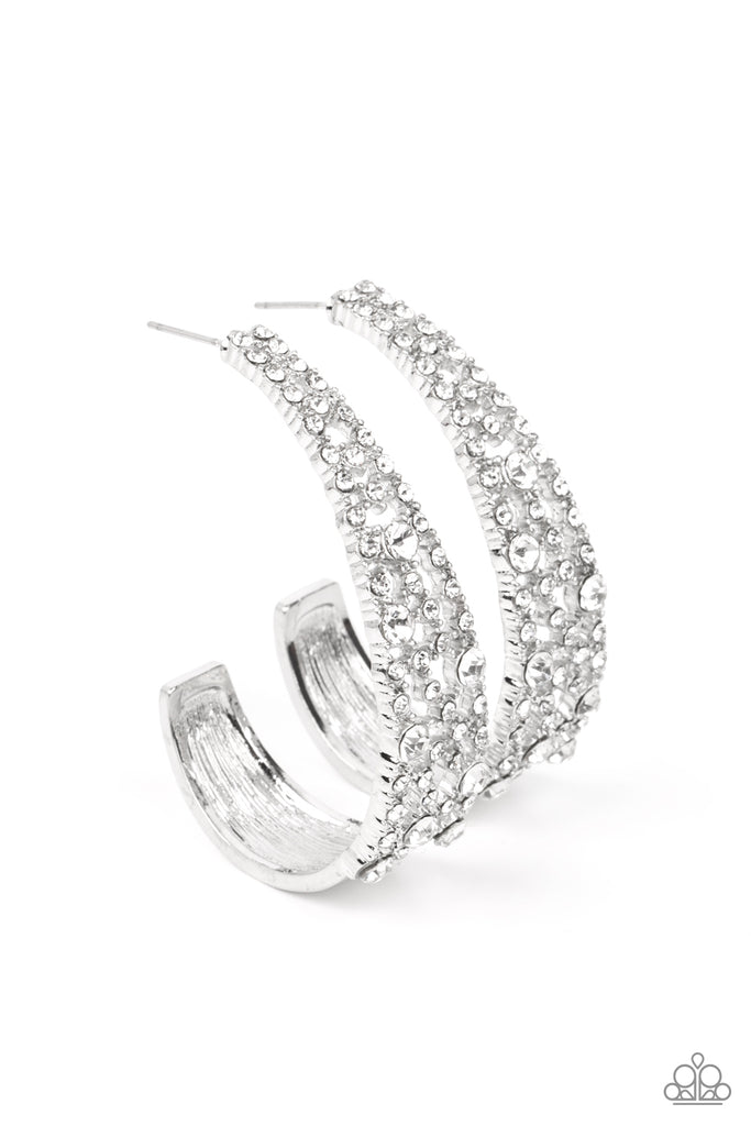 Cold As Ice-White Paparazzi Earring-LIFE of the PARTY - The Sassy Sparkle