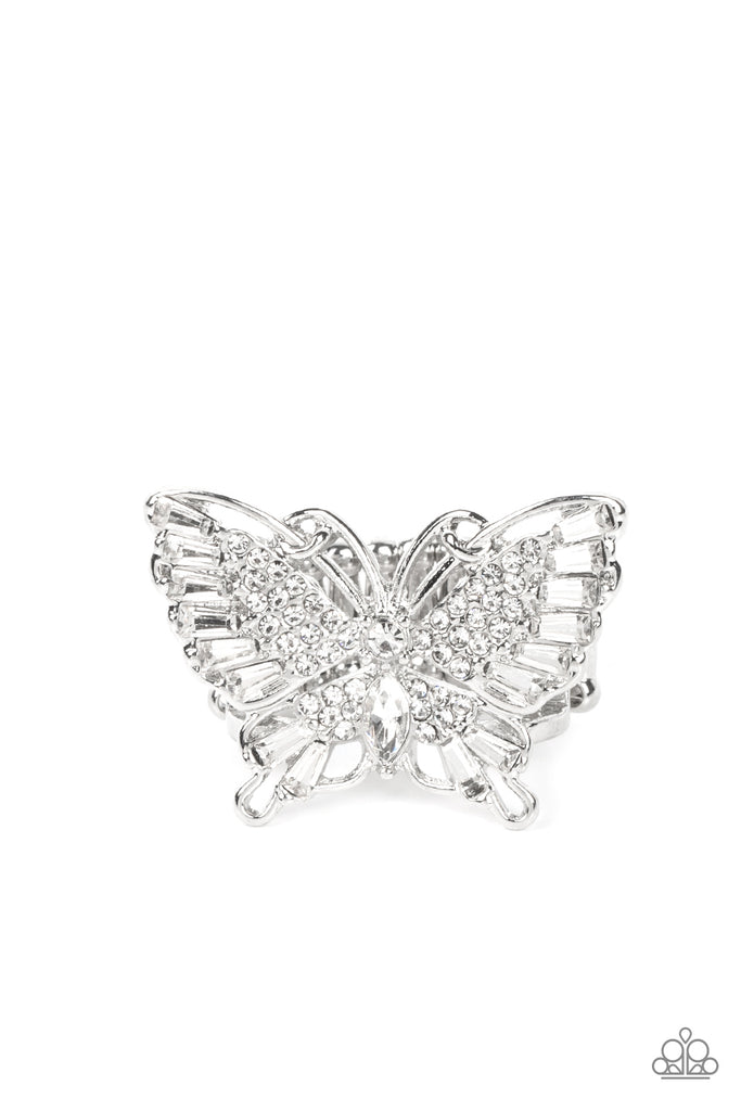 Fearless Flutter-White Paparazzi Ring - The Sassy Sparkle