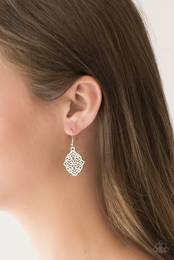 Paparazzi-Flirty Florals-Silver Earrings - The Sassy Sparkle