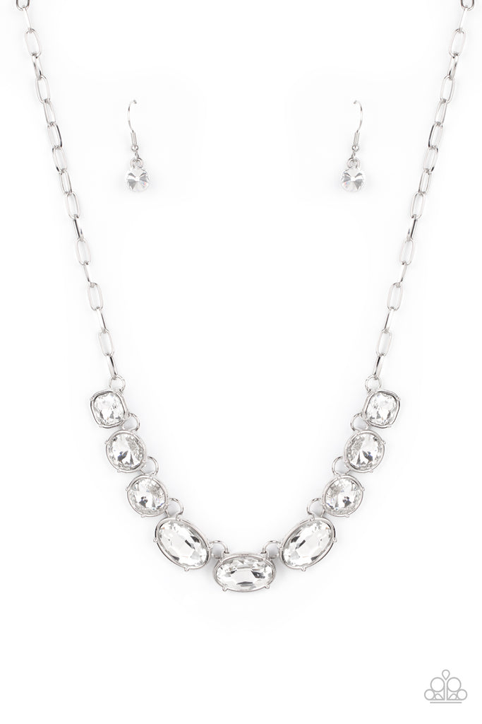 Gorgeously Glacial - White Necklace-Life of the Party-Paparazzi - The Sassy Sparkle