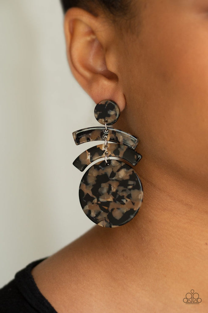 Paparazzi-In the HAUTE Seat-black earrings-Acrylic-post - The Sassy Sparkle