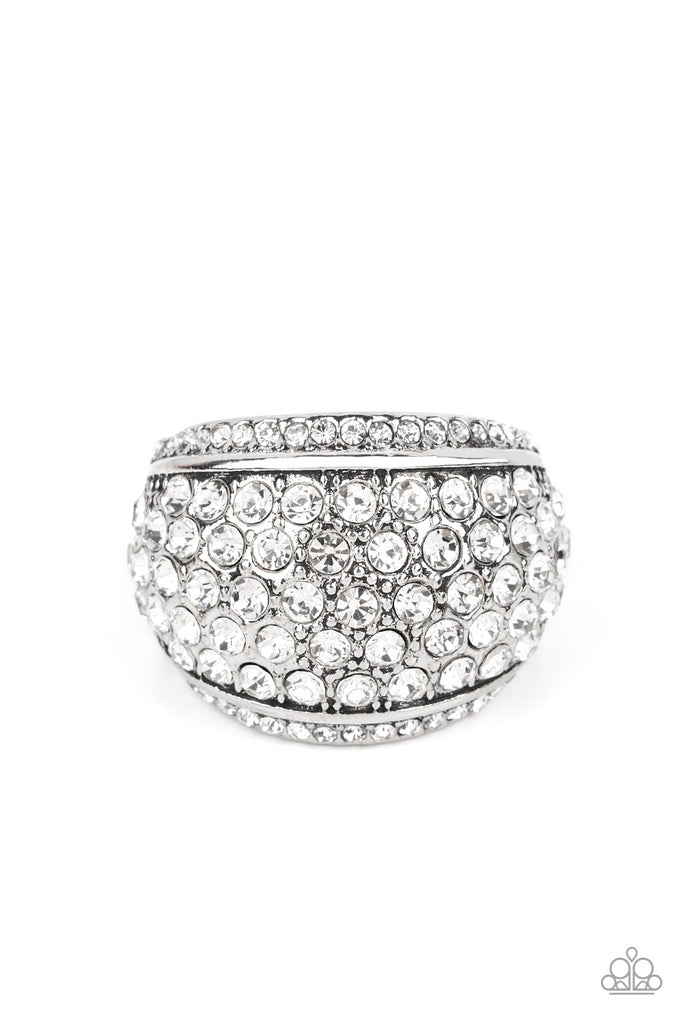 Running Off Sparkle-White Paparazzi Ring-Life of the Party Sept 2022 - The Sassy Sparkle