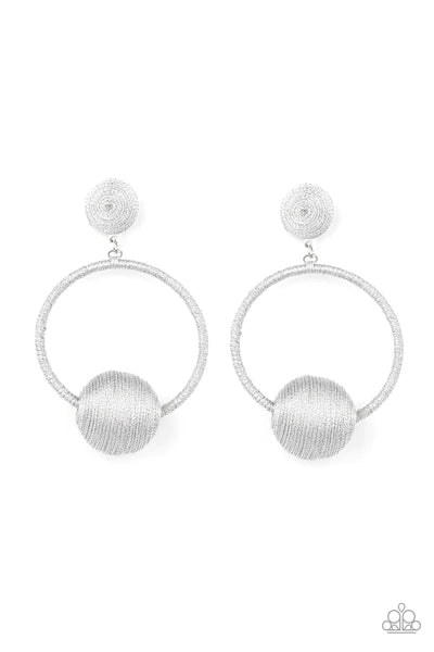 Social Sphere-Silver Earring-Paparazzi - The Sassy Sparkle