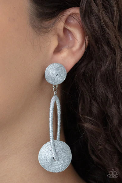 Social Sphere-Silver Earring-Paparazzi - The Sassy Sparkle