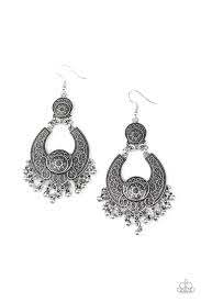Sunny Chimes - Silver Earring-Paparazzi