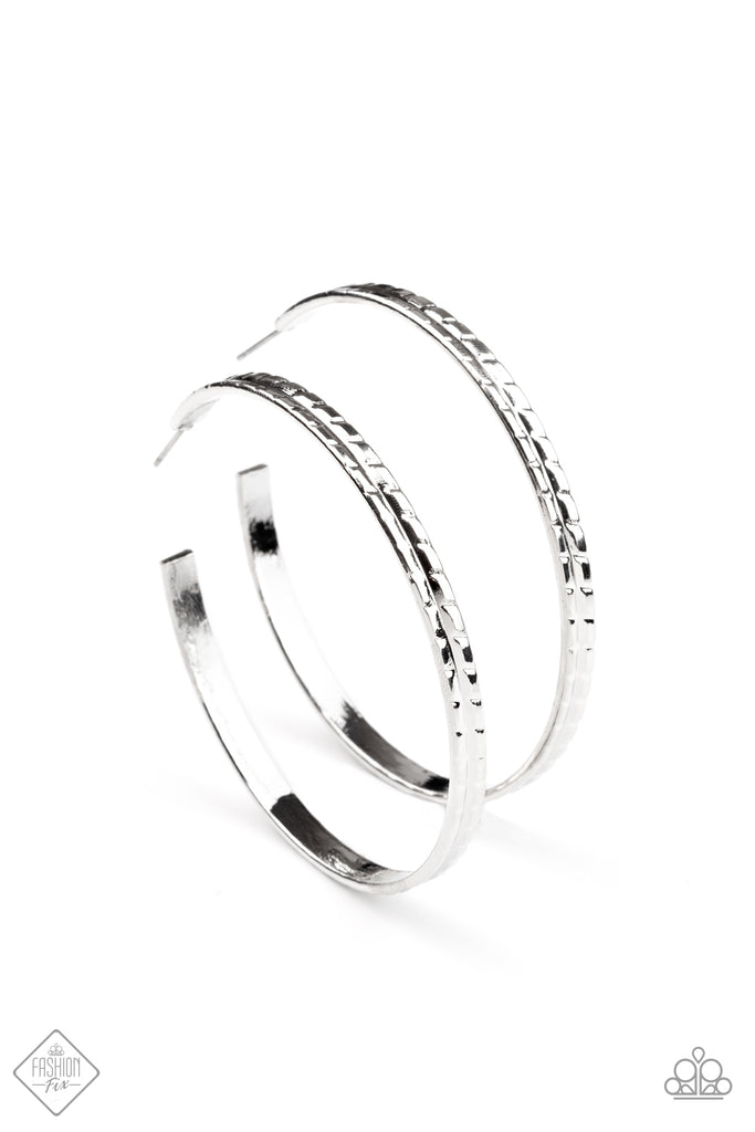 TREAD All About It - Silver Hoop Earrings-Paparazzi - The Sassy Sparkle