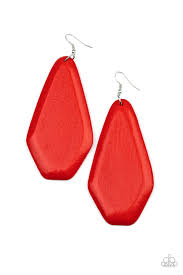 Paparazzi-Vacation Ready-Red wood Earrings - The Sassy Sparkle