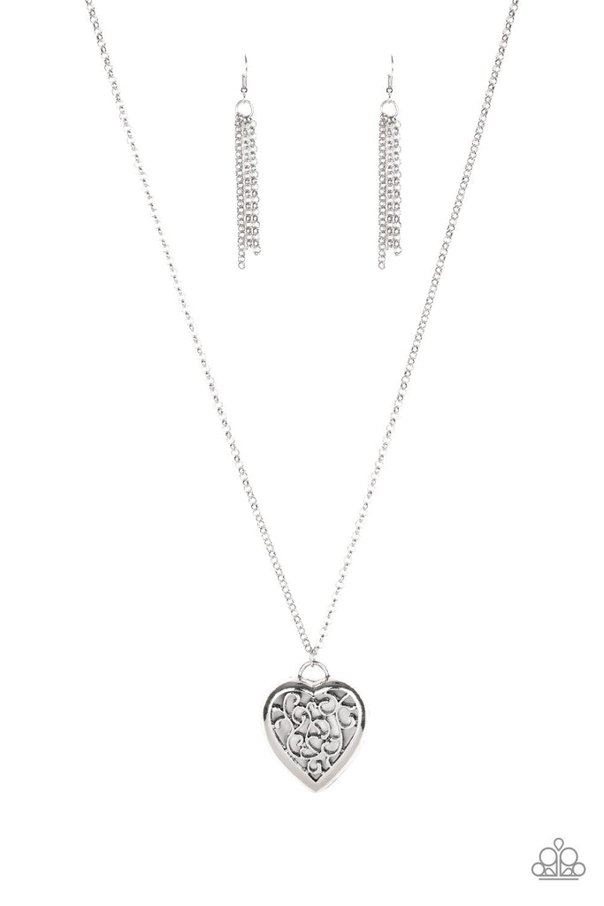 Victorian Valentine-Silver Necklace-Heart-Paparazzi - The Sassy Sparkle