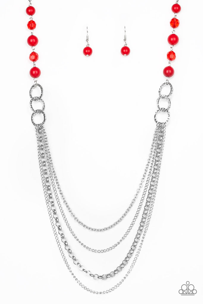 Vividly Vivid-Red Necklace-long-layered-Paparazzi - The Sassy Sparkle