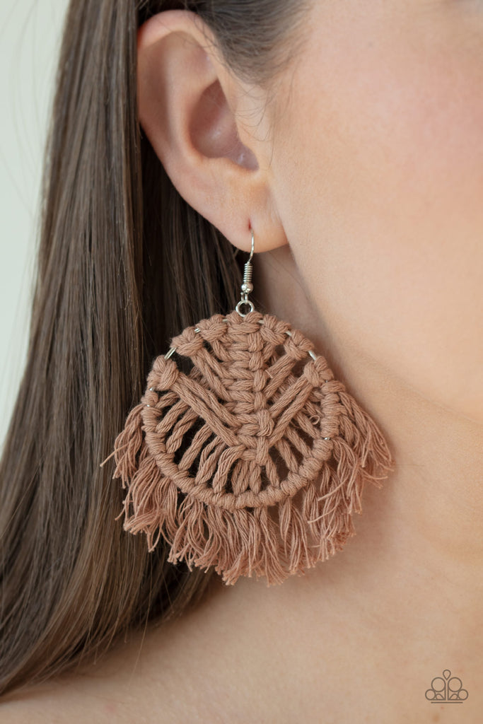 All About MACRAME-Brown Earrings-Fringe-Paparazzi - The Sassy Sparkle
