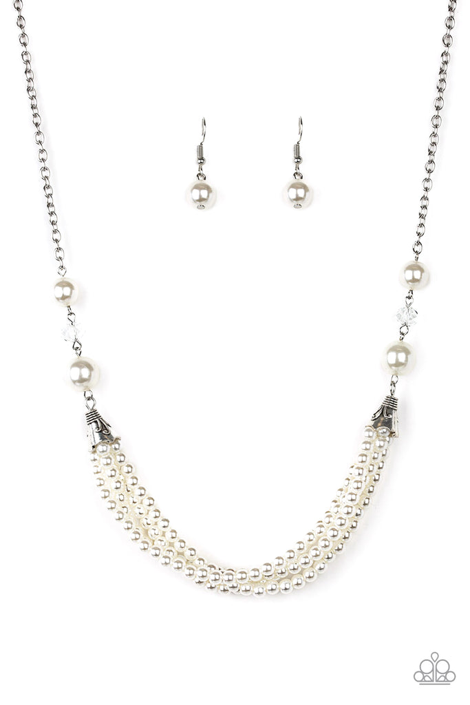 One-WOMAN Show - White Pearls Necklace-Paparazzi