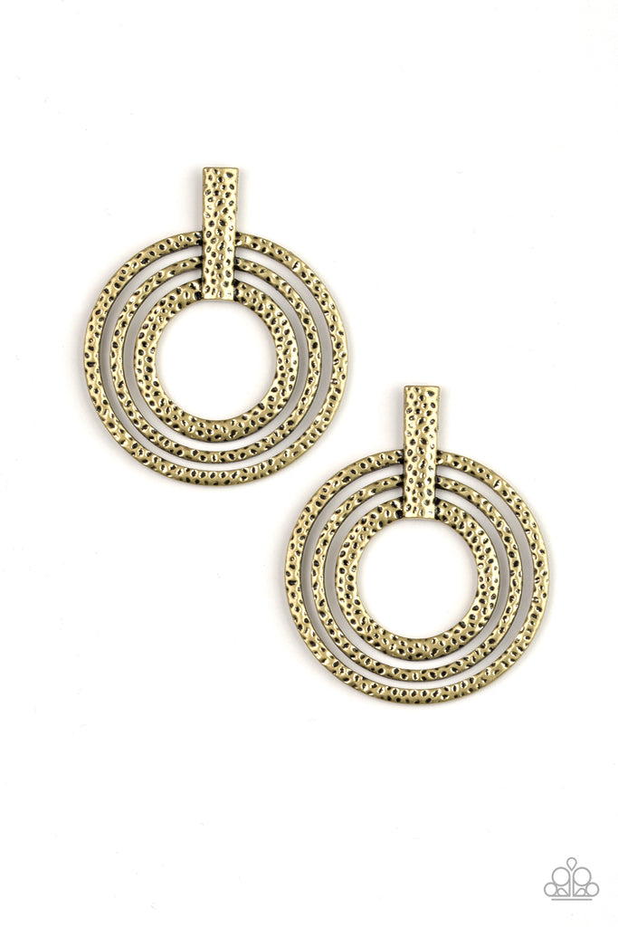 Ever Elliptical - Brass Post Earring-Paparazzi - The Sassy Sparkle