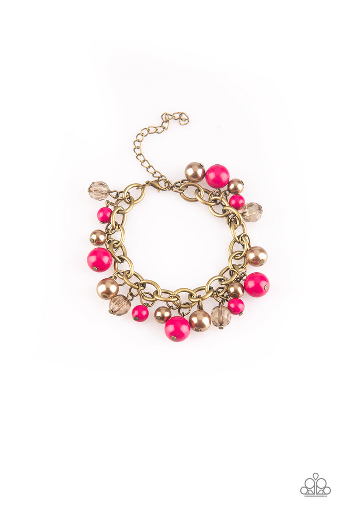 Grit and Glamour - Pink and Brass Bracelet-Paparazzi - The Sassy Sparkle