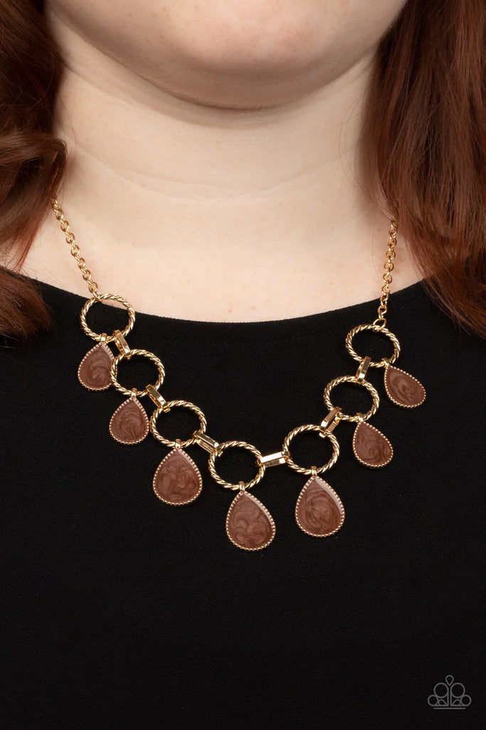 Golden Glimmer - Brown Necklace-Paparazzi - The Sassy Sparkle