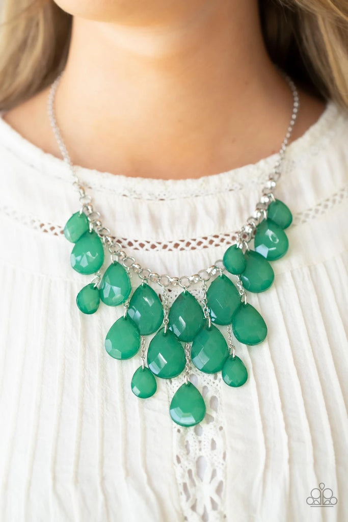 Front Row Flamboyance - Green Necklace-Paparazzi