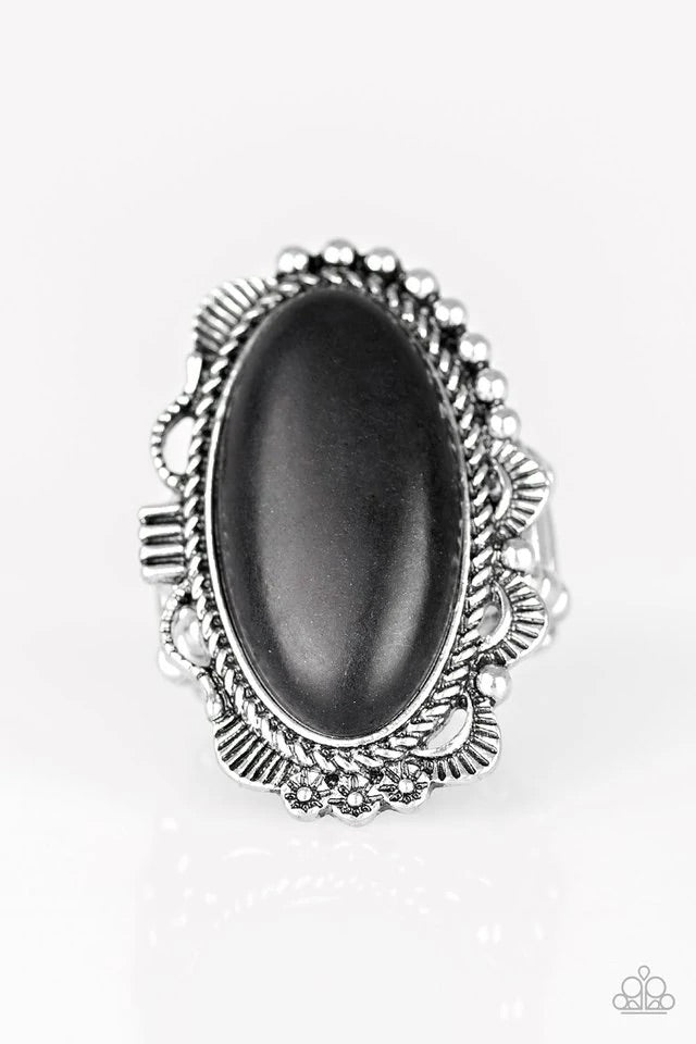 Open Range - Black Stone Ring-Paparazzi - The Sassy Sparkle