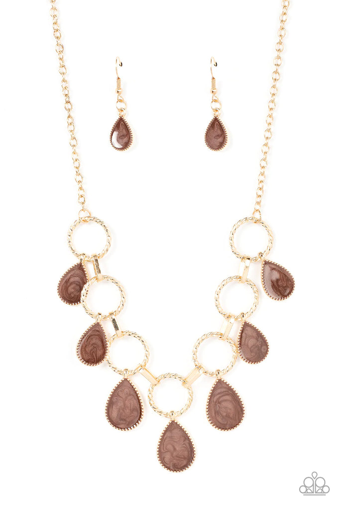 Golden Glimmer - Brown Necklace-Paparazzi - The Sassy Sparkle