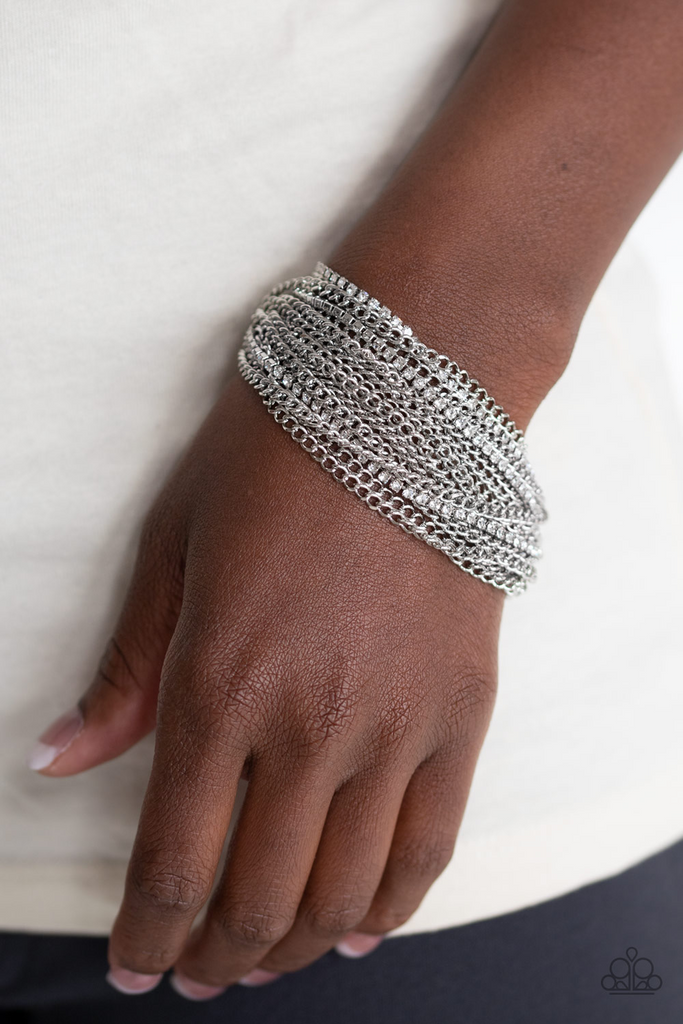 Pour Me Another-White Bracelet-dramatic-clasp-Paparazzi - The Sassy Sparkle