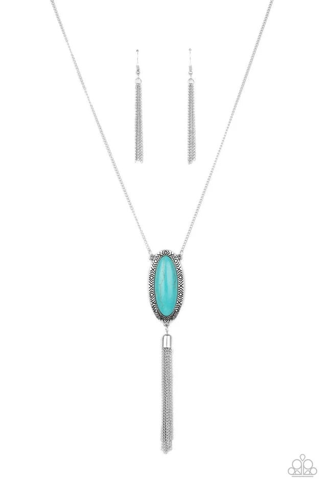 Ethereal Eden - Blue Stone Necklace-Paparazzi