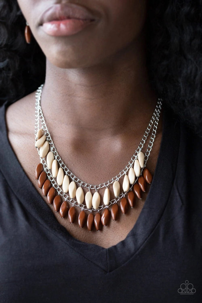 Beaded Boardwalk - Brown Necklace-Paparazzi