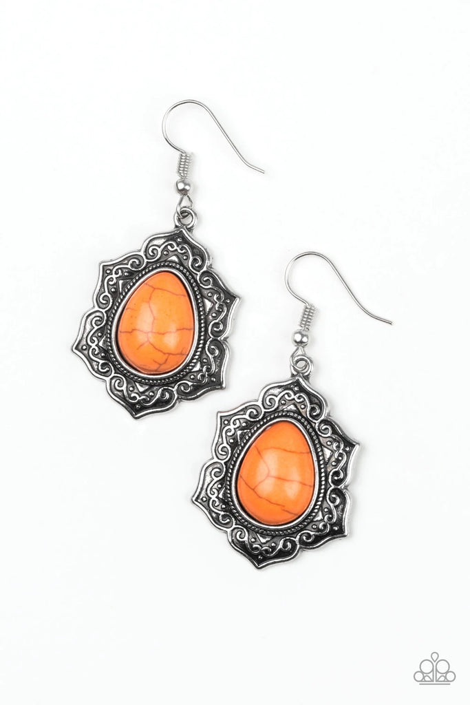So Santa Fe - Orange Stone Earring-Paparazzi - The Sassy Sparkle