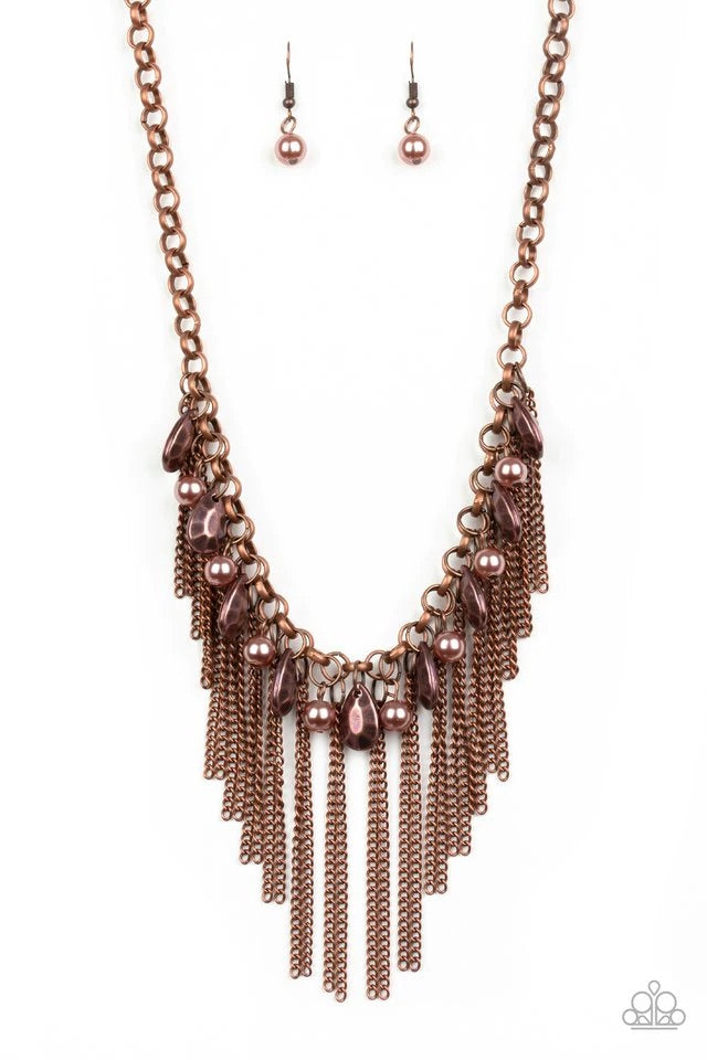 Industrial Intensity - Copper Necklace-Paparazzi - The Sassy Sparkle