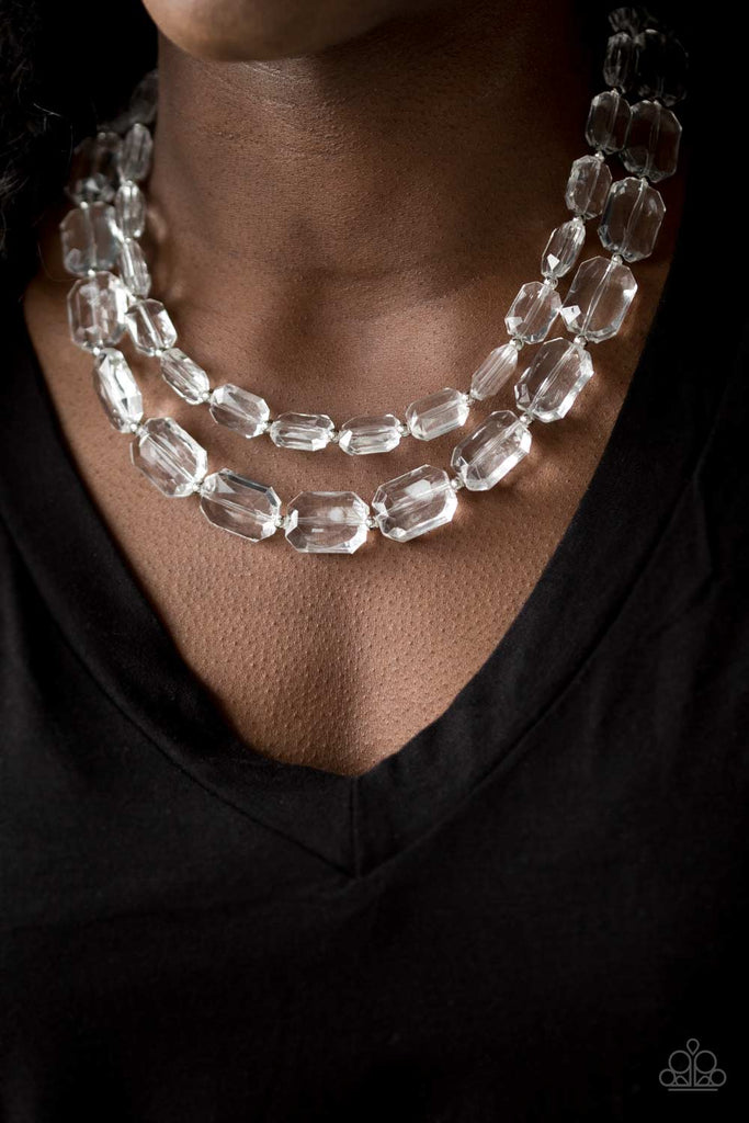 Ice Bank - White Necklace-Paparazzi