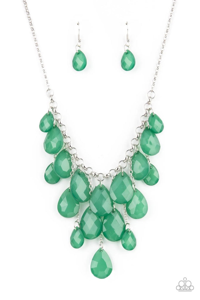 Front Row Flamboyance - Green Necklace-Paparazzi - The Sassy Sparkle