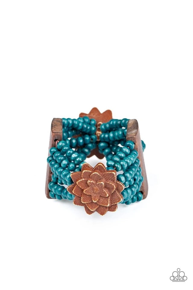 Tropical Sanctuary - Blue Wood Bracelet-Paparazzi